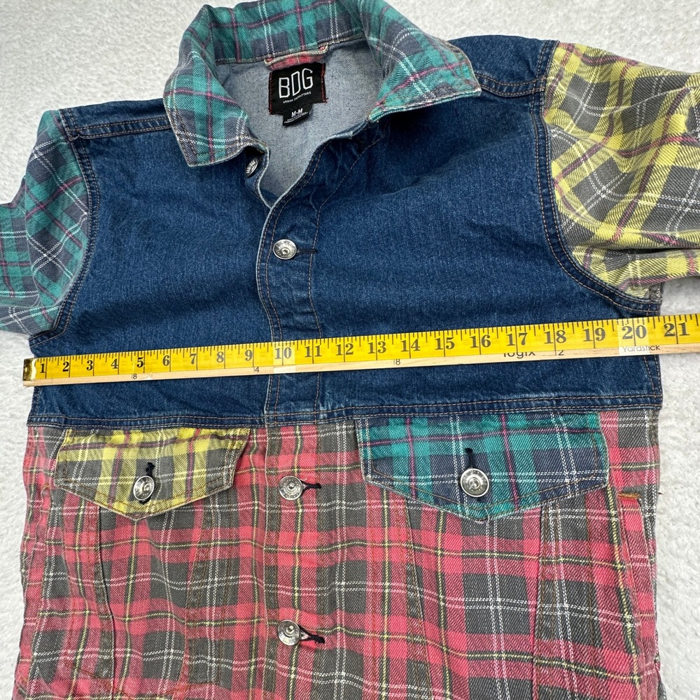Bdg Patchwork Denim Plaid Trucker Jacket Blue Men… - image 4